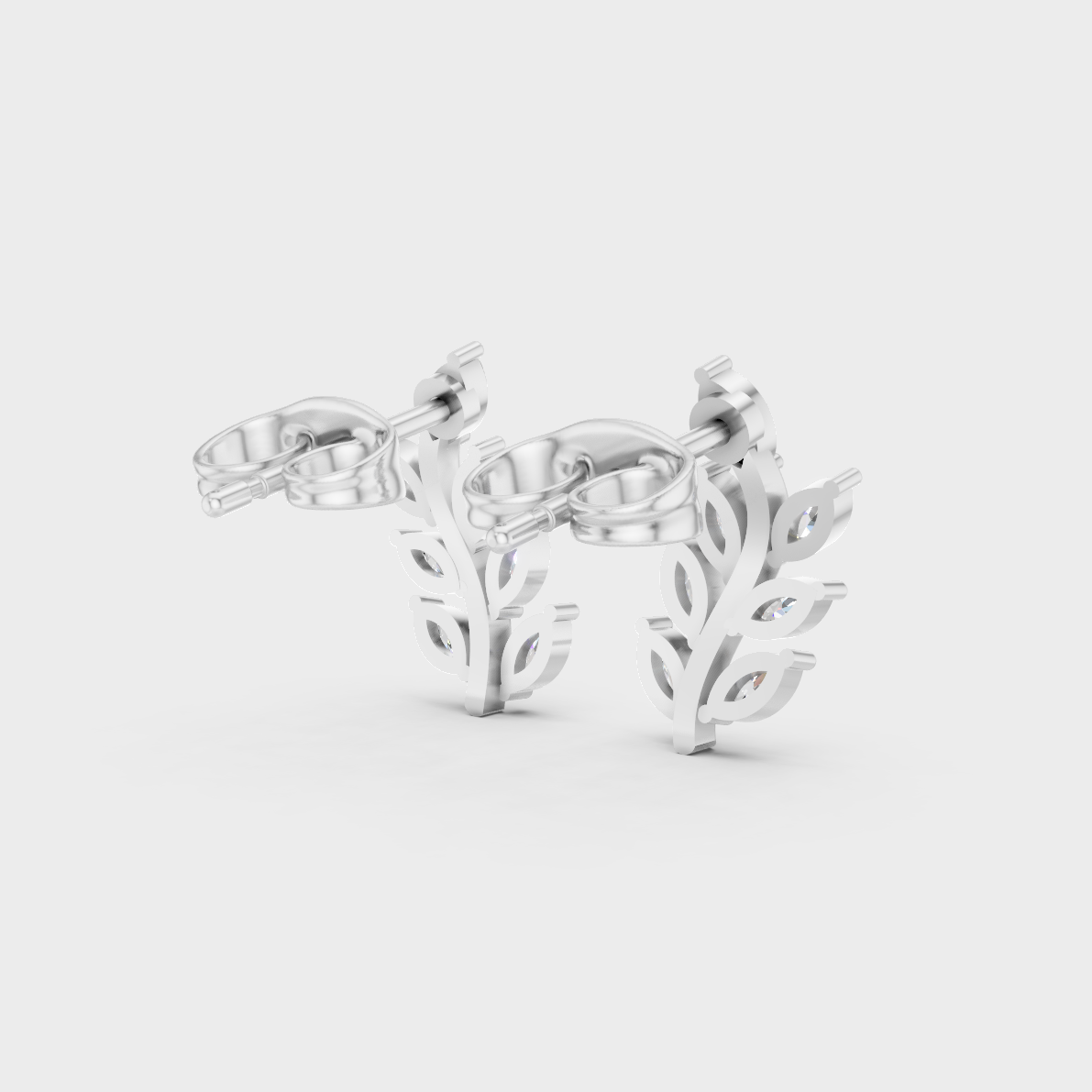 Hallmarked 14K White Gold Stud Earrings With 0.34 Carat Total Weight Lab Diamonds
