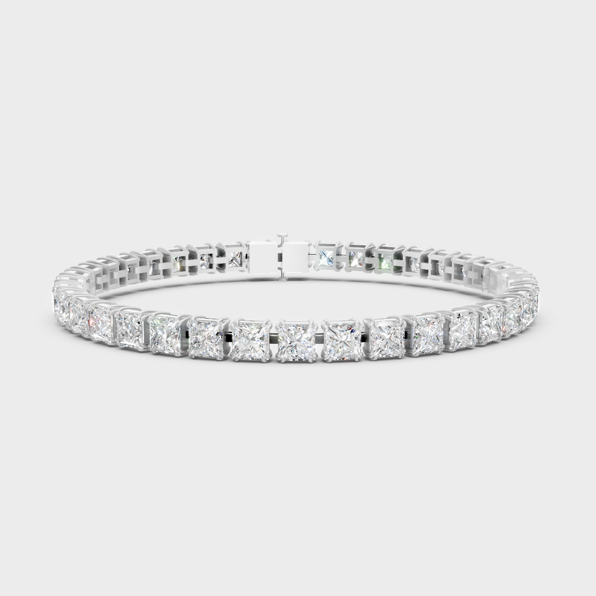 15.22 Ct Princess Cut Lab-Grown Diamond Tennis Bracelet White Gold