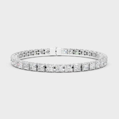 15.22 Ct Princess Cut Lab-Grown Diamond Tennis Bracelet White Gold