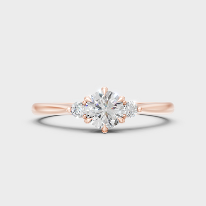 Romantic 18K Rose Gold Engagement Ring With A 0.76 Carat Round Lab Diamond