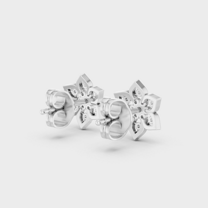Hallmarked 14K White Gold Stud Earrings With 0.14 Carat Total Weight Lab Diamonds