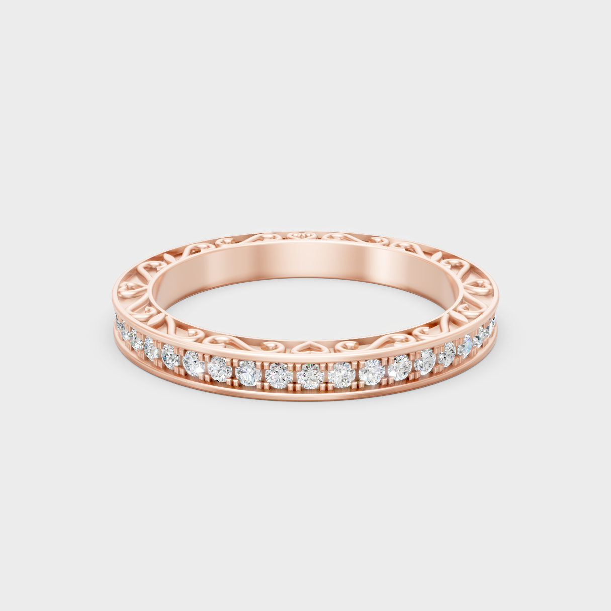 Blush Rose Gold Ring With Hallmarked Round Lab-Grown Diamond Detail