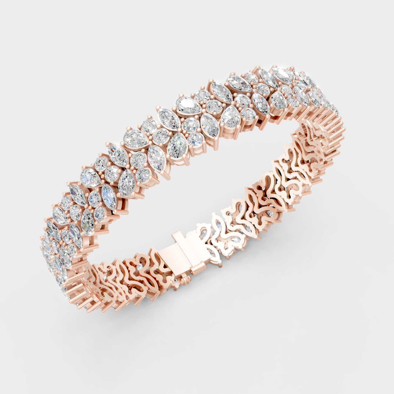 Elegant Lab Diamond Bracelet Multi Shape Rose Gold