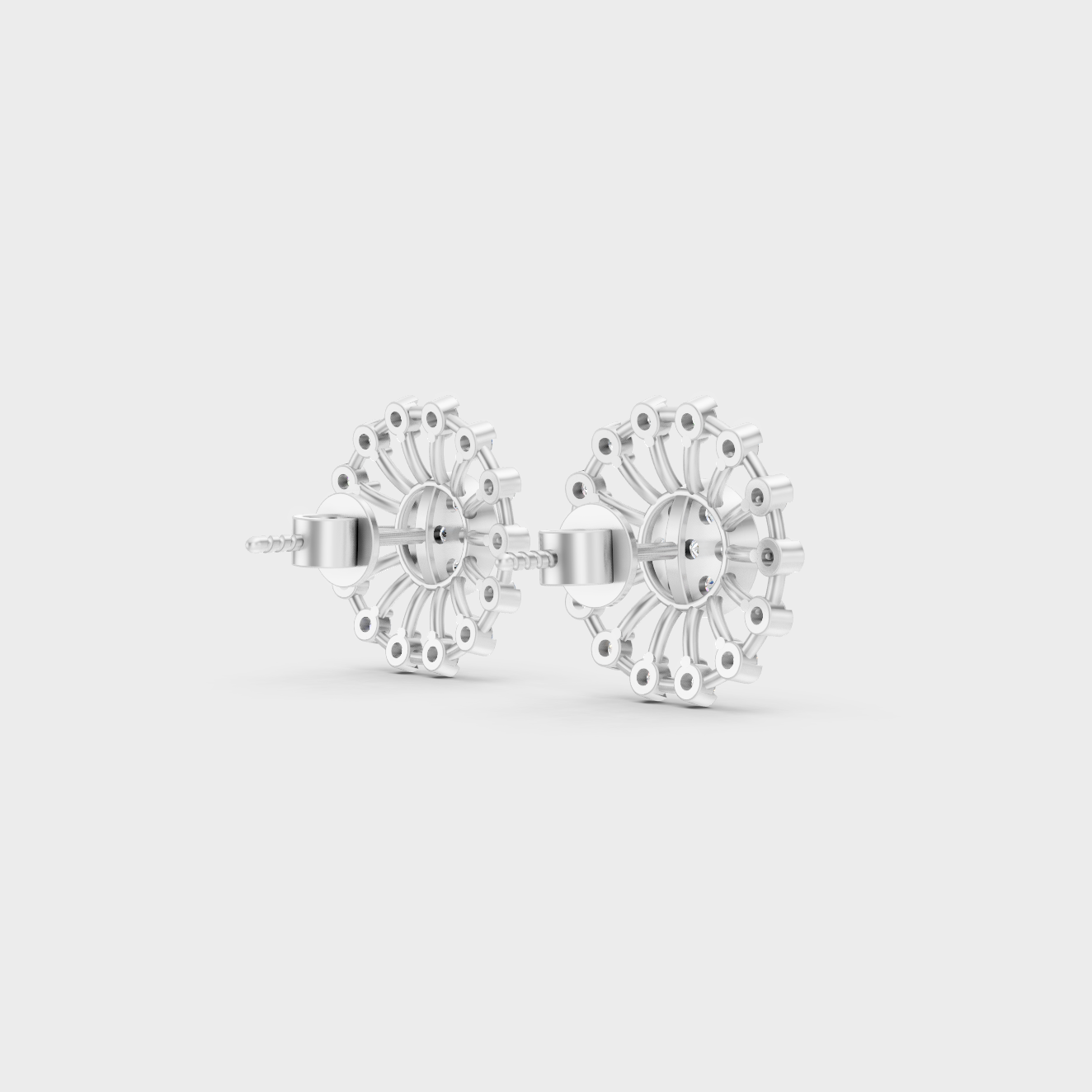 Hallmarked 14K White Gold Stud Earrings With 0.70 Carat Total Weight Lab Diamonds