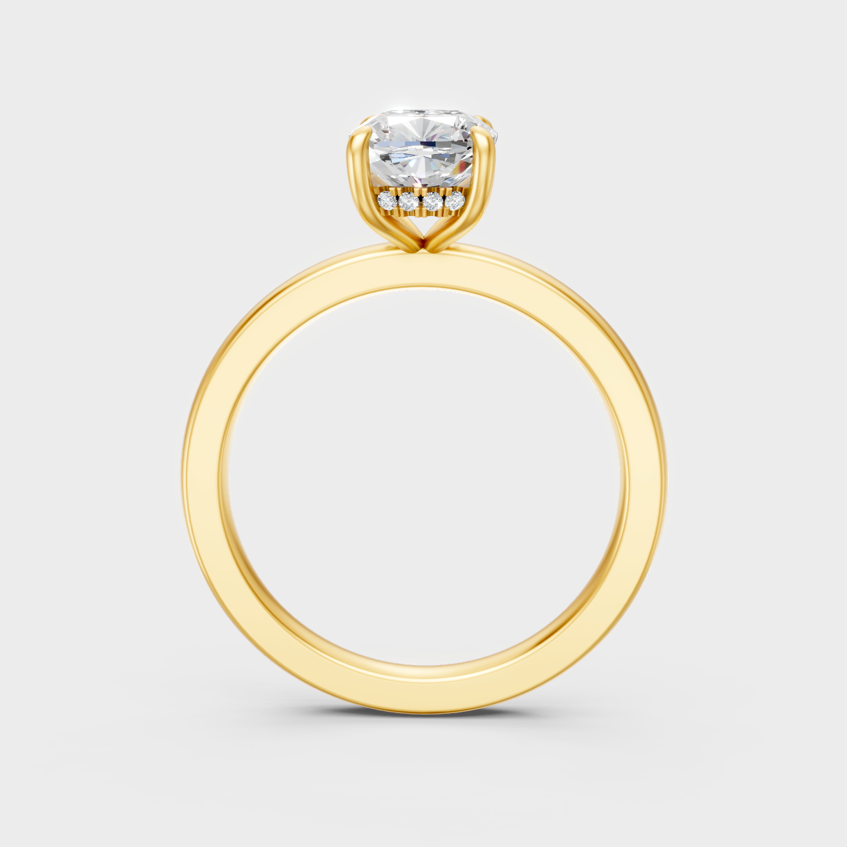 Sustainable Yellow Gold Ring With Cushion And Round Lab Diamond Combo