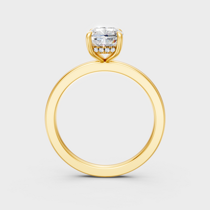 Sustainable Yellow Gold Ring With Cushion And Round Lab Diamond Combo
