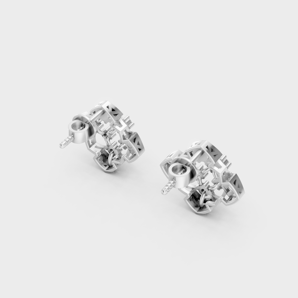 9K White Gold Round-Shaped Lab-Grown Diamond Studs With Clean Minimalist Design