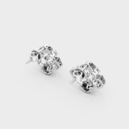 9K White Gold Round-Shaped Lab-Grown Diamond Studs With Clean Minimalist Design