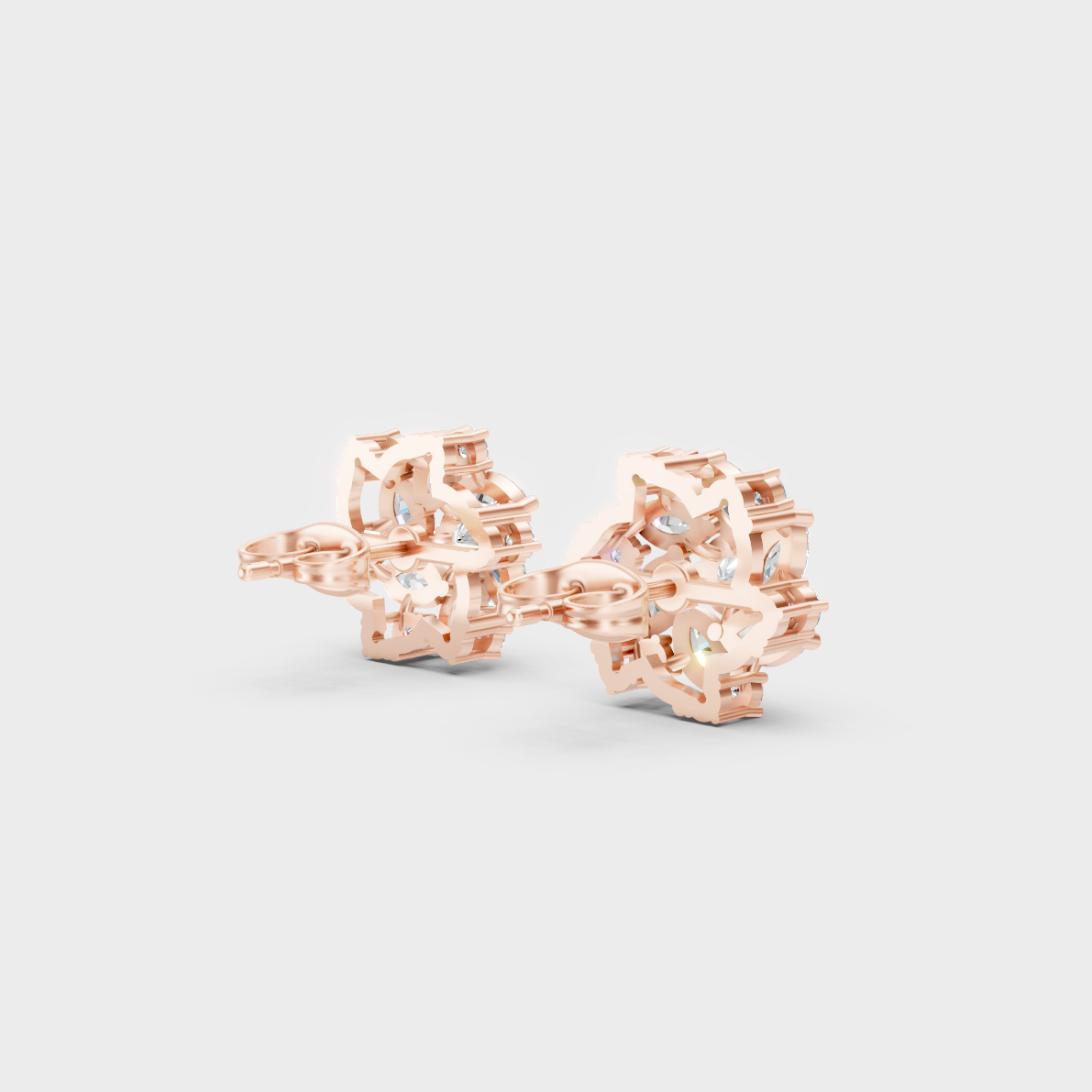 Blush Rose Gold Round And Marquise Lab Diamond Studs For Sophisticated Sustainable Luxury