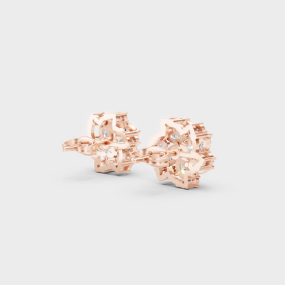 Blush Rose Gold Round And Marquise Lab Diamond Studs For Sophisticated Sustainable Luxury