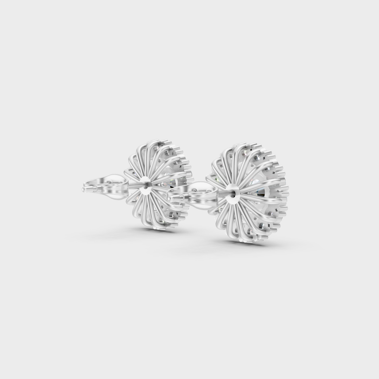 Hallmarked 14K White Gold Stud Earrings With 2.24 Carat Total Weight Lab Diamonds