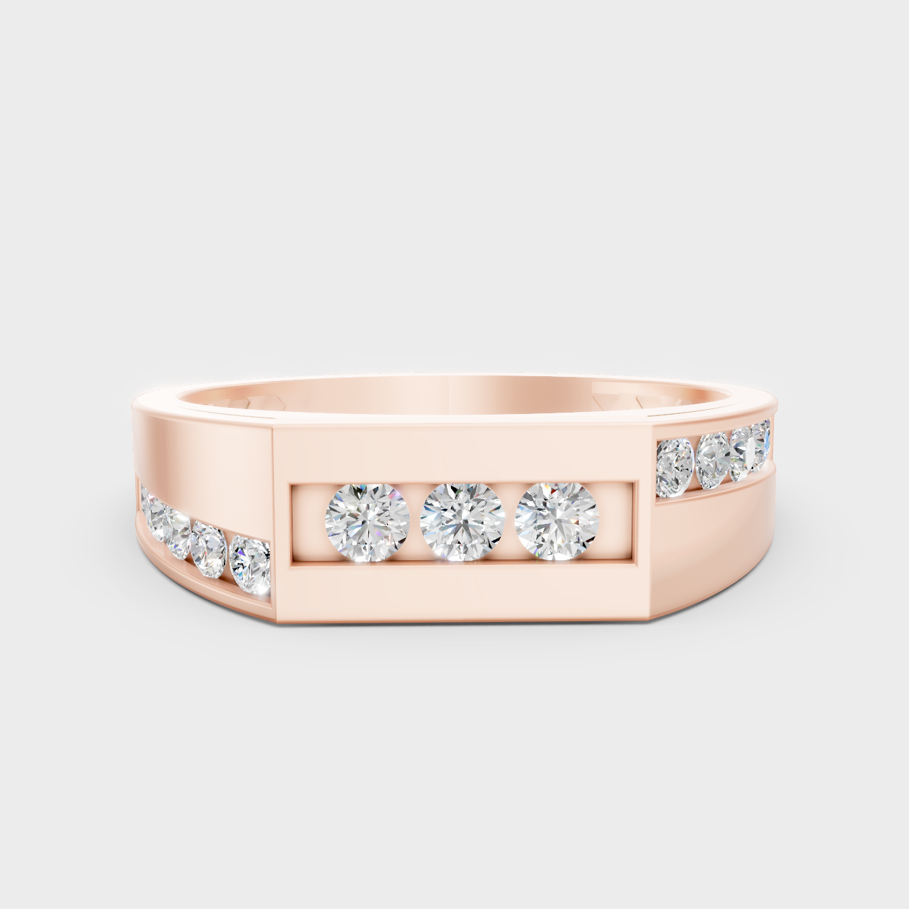 Modern 18K Rose Gold Men’s Ring With 0.55Ct Round Lab-Grown Diamond