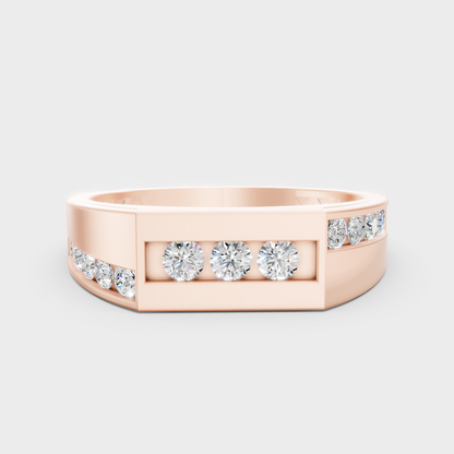 Modern 18K Rose Gold Men’s Ring With 0.55Ct Round Lab-Grown Diamond