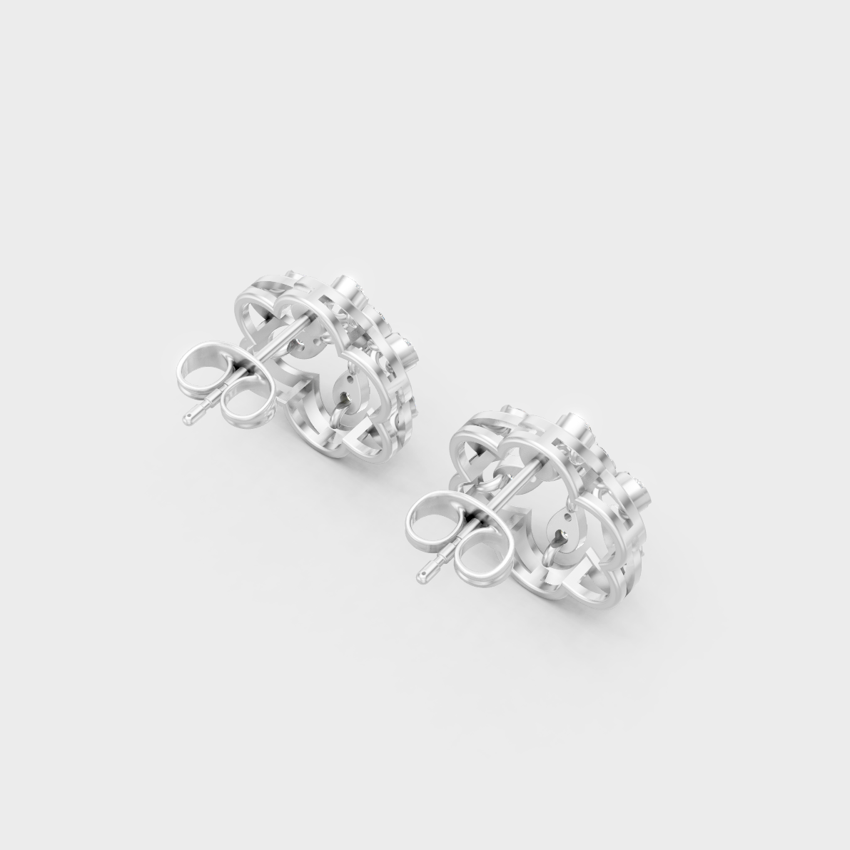 Hallmarked 14K White Gold Stud Earrings With 0.60 Carat Total Weight Lab Diamonds