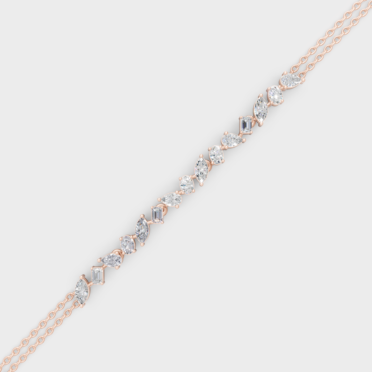 1.04 Ct Multi-Shape Lab-Grown Diamond Bracelet Rose Gold