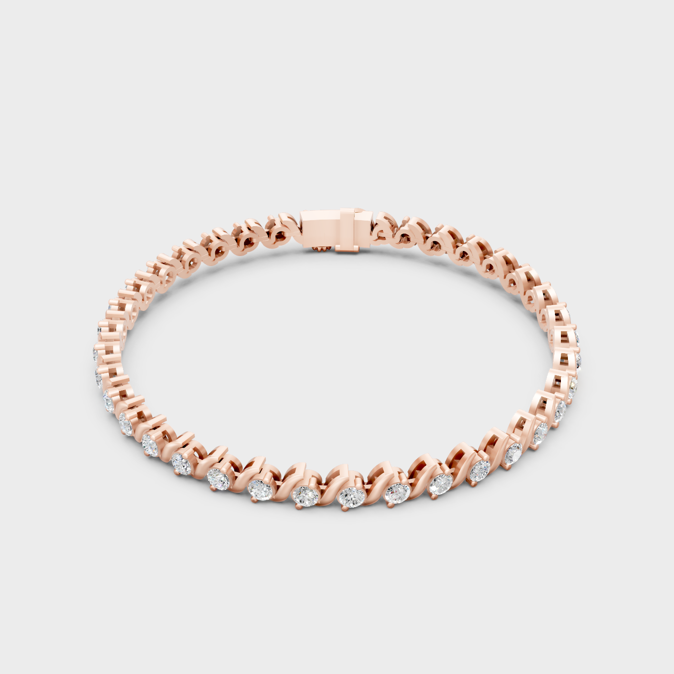 Elegant Lab Diamond Bracelet Round Cut Rose Gold