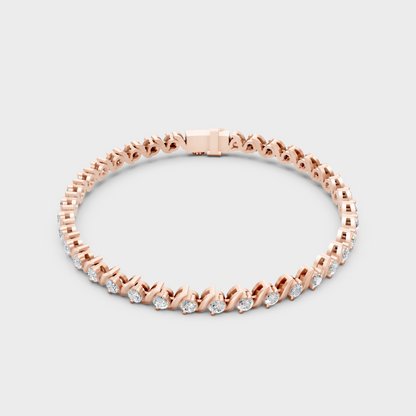 Elegant Lab Diamond Bracelet Round Cut Rose Gold