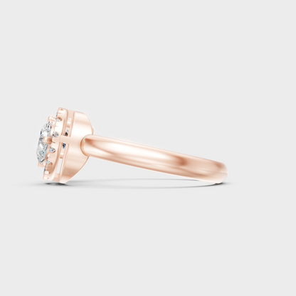 Modern Rose Gold Halo Engagement Ring With Brilliant Sustainable Lab Diamonds
