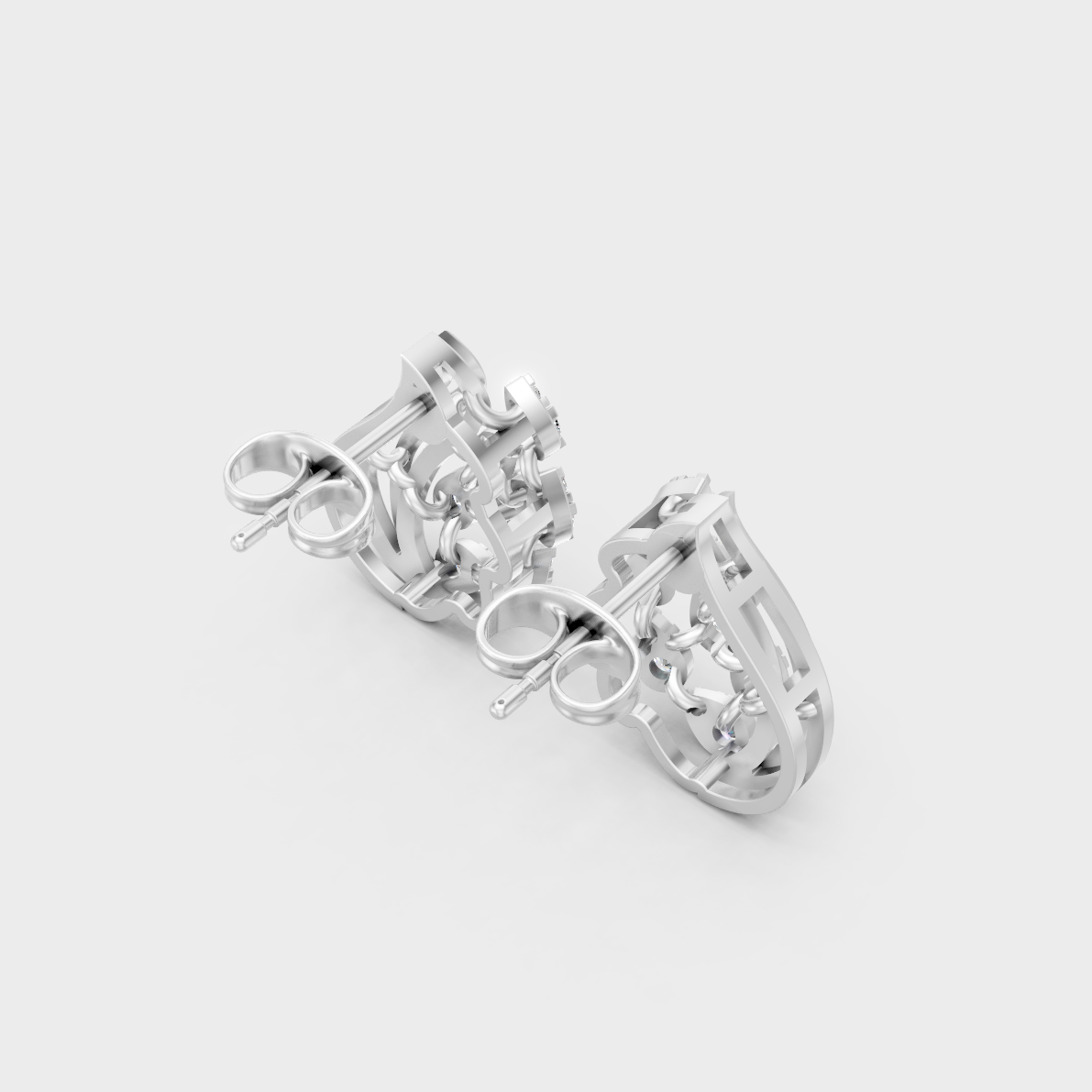 Hallmarked 14K White Gold Stud Earrings With 0.50 Carat Total Weight Lab Diamonds