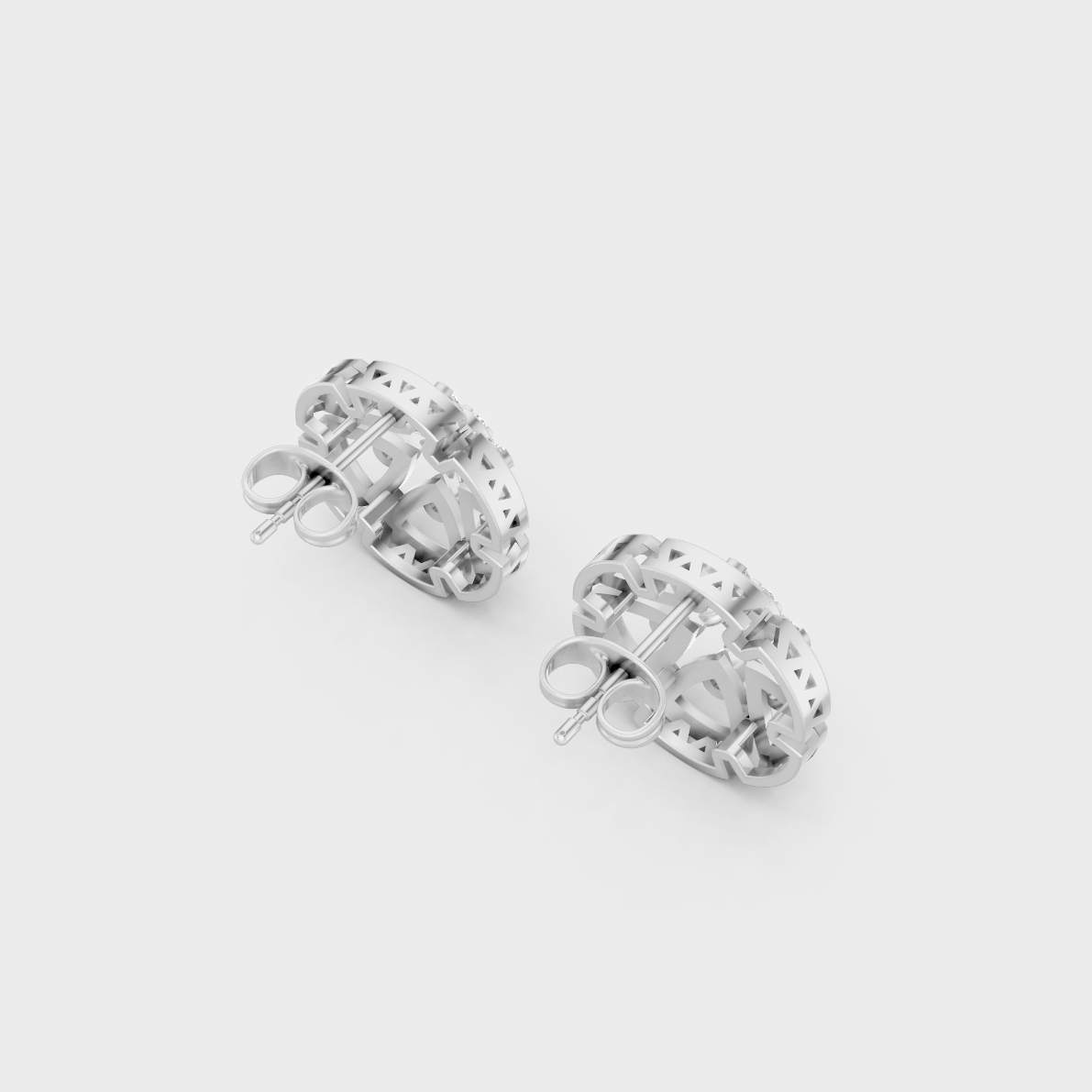 Hallmarked 14K White Gold Stud Earrings With 0.52 Carat Total Weight Lab Diamonds