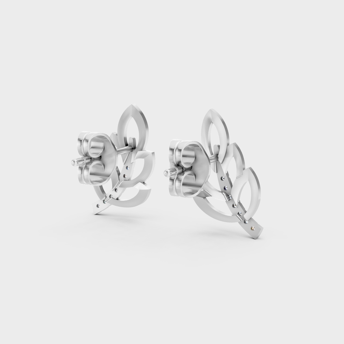Hallmarked 14K White Gold Stud Earrings With 0.08 Carat Total Weight Lab Diamonds