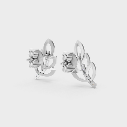 Hallmarked 14K White Gold Stud Earrings With 0.08 Carat Total Weight Lab Diamonds
