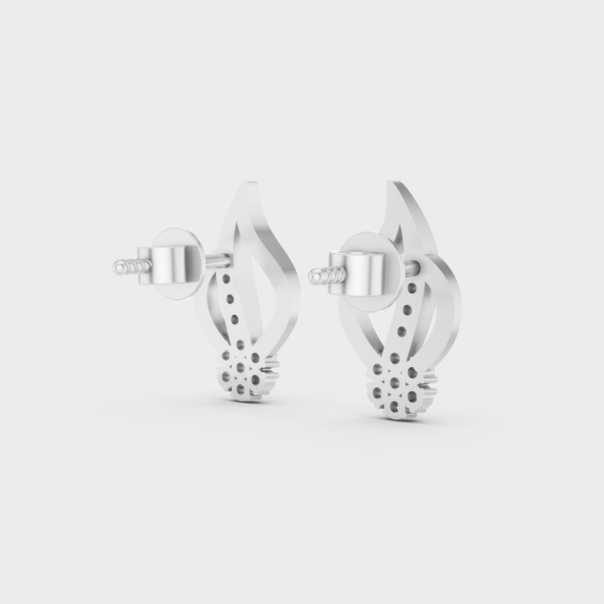 Hallmarked 14K White Gold Stud Earrings With 0.20 Carat Total Weight Lab Diamonds