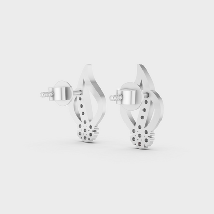 Hallmarked 14K White Gold Stud Earrings With 0.20 Carat Total Weight Lab Diamonds