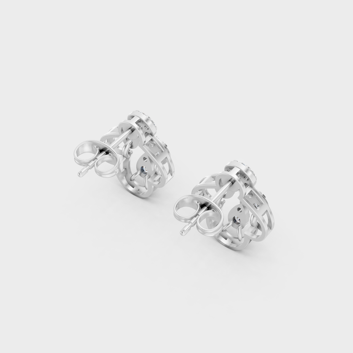 Hallmarked 14K White Gold Stud Earrings With 0.56 Carat Total Weight Lab Diamonds