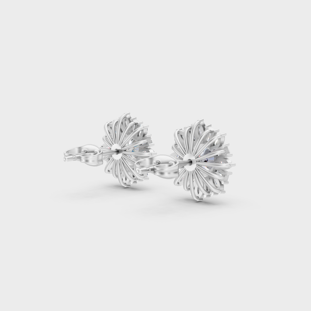 Hallmarked 14K White Gold Stud Earrings With 2 Carat Total Weight Lab Diamonds