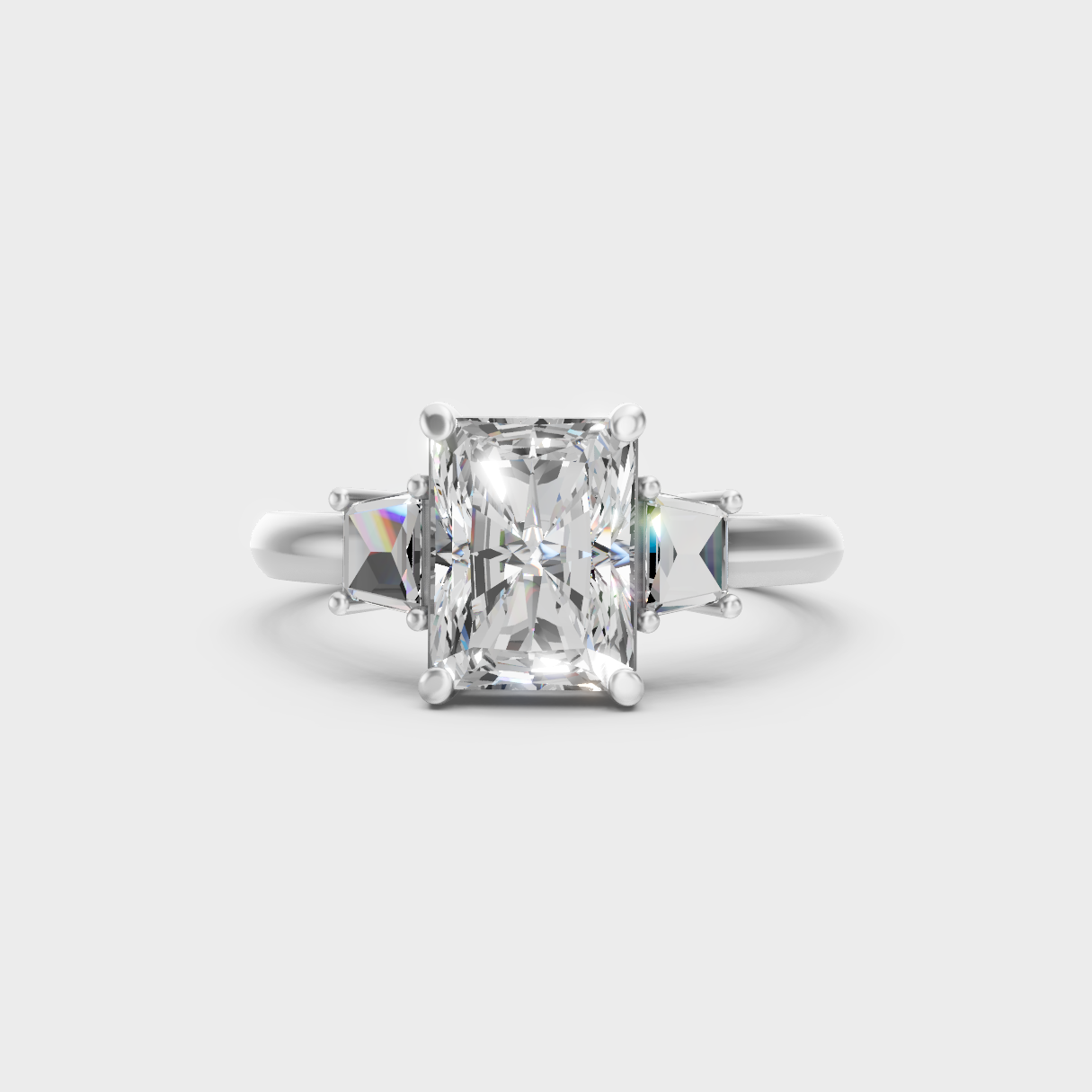 Romantic 18K  Gold Engagement Ring With Radiant Lab Diamond