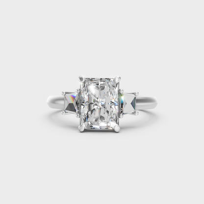 Romantic 18K  Gold Engagement Ring With Radiant Lab Diamond