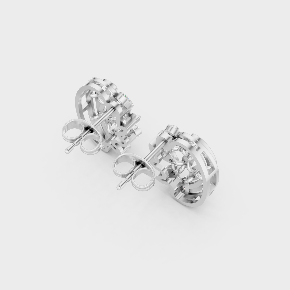 Hallmarked 14K White Gold Stud Earrings With 0.46 Carat Total Weight Lab Diamonds