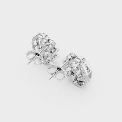 Hallmarked 14K White Gold Stud Earrings With 0.46 Carat Total Weight Lab Diamonds