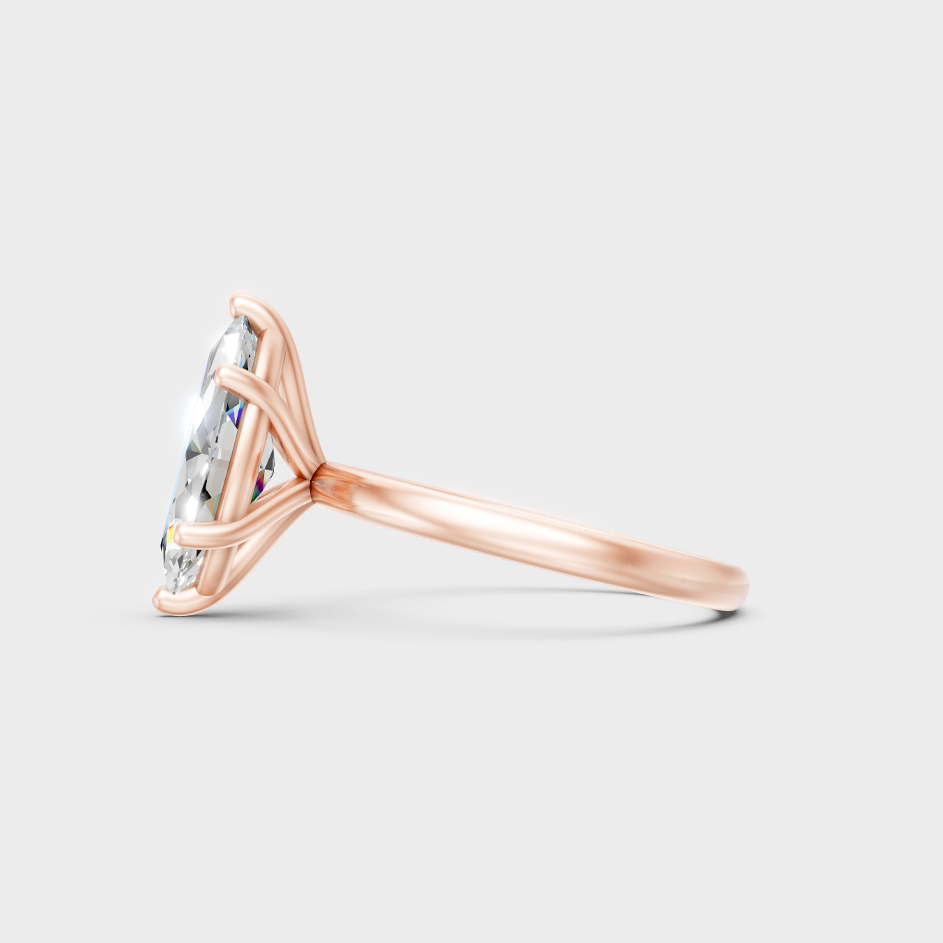  Rose Gold Marquise-Cut Lab-Grown Diamond Ring With Hallmark Quality