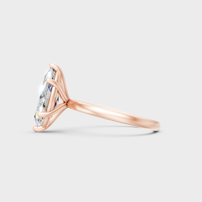  Rose Gold Marquise-Cut Lab-Grown Diamond Ring With Hallmark Quality