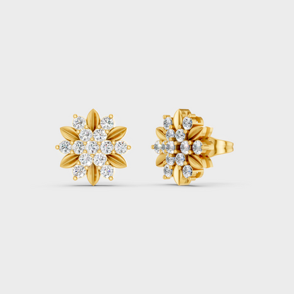 GLI Certified 0.90 Ct TW Round-Cut Lab-Grown Diamond Stud Earrings In 18K Yellow Gold