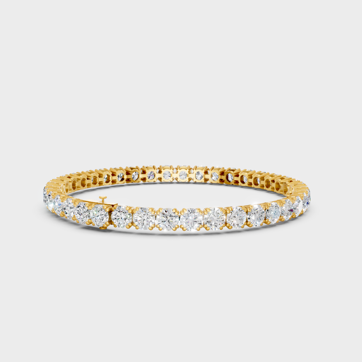 Premium Round Diamond Tennis Bracelet Yellow Gold