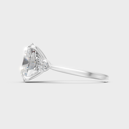 White Gold Oval And Pear Lab-Grown Diamond Ring With Hallmark Quality
