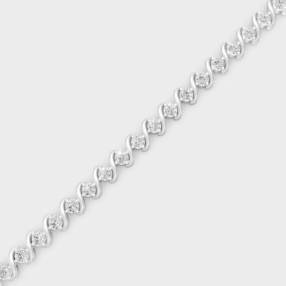 Luxury Round Diamond Bracelet White Gold Jewelry