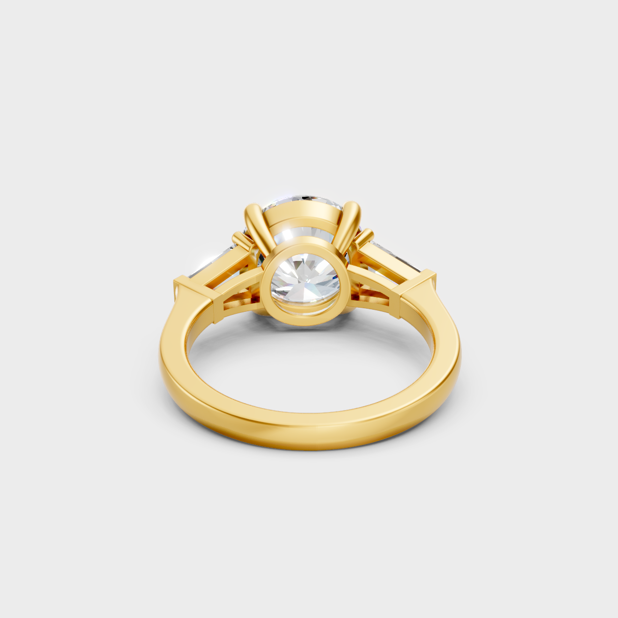 Premium Yellow Gold Jewelry Showcasing Three-Stone Lab Diamond Design