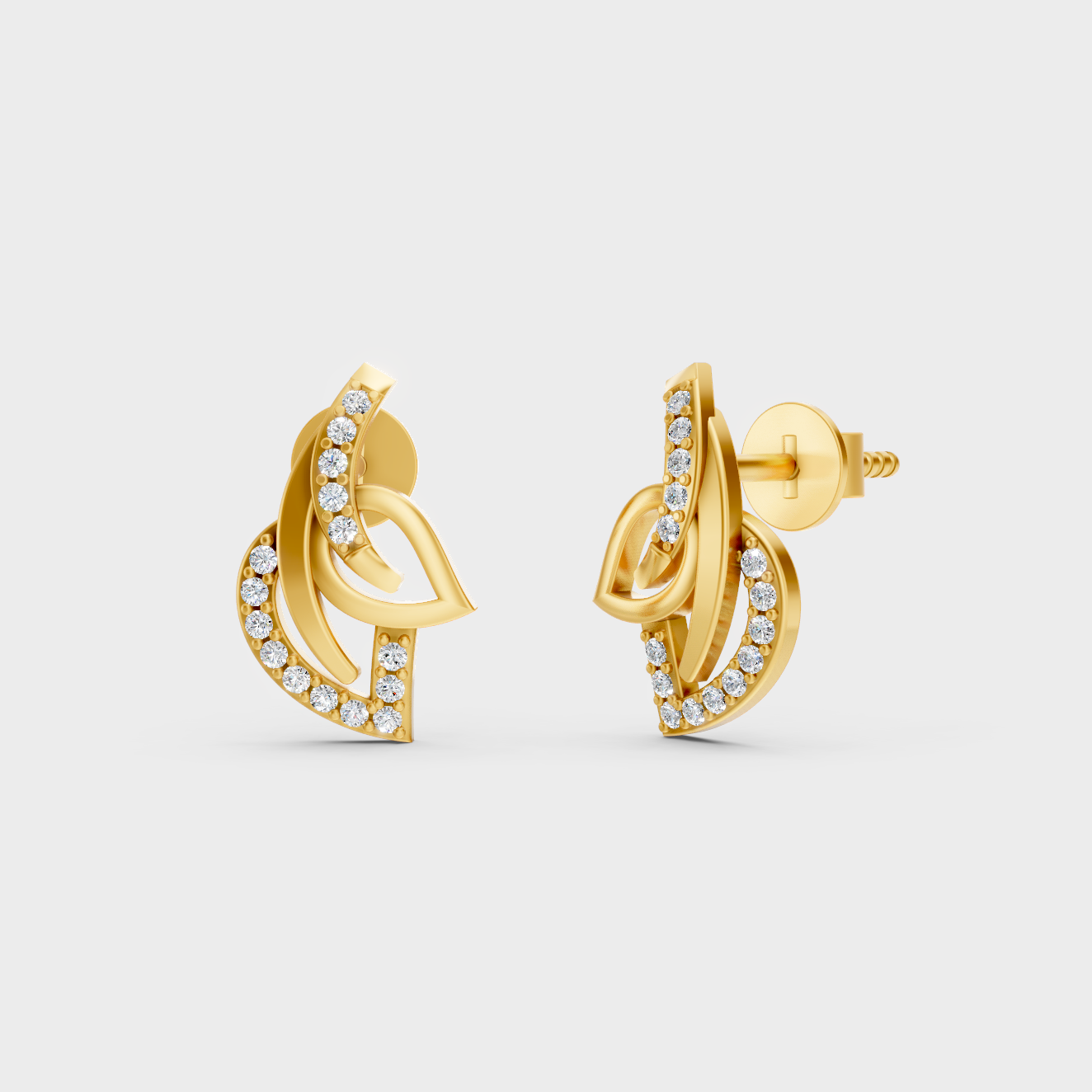 GLI Certified 0.12 Ct TW Round-Cut Lab-Grown Diamond Stud Earrings In 18K Yellow Gold 