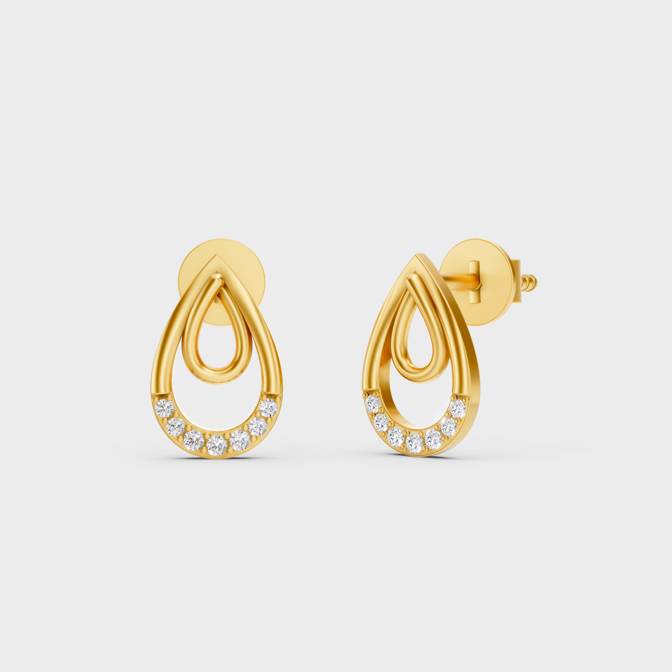 GLI Certified 0.76 Ct TW Round-Cut Lab-Grown Diamond Stud Earrings In 18K Yellow Gold