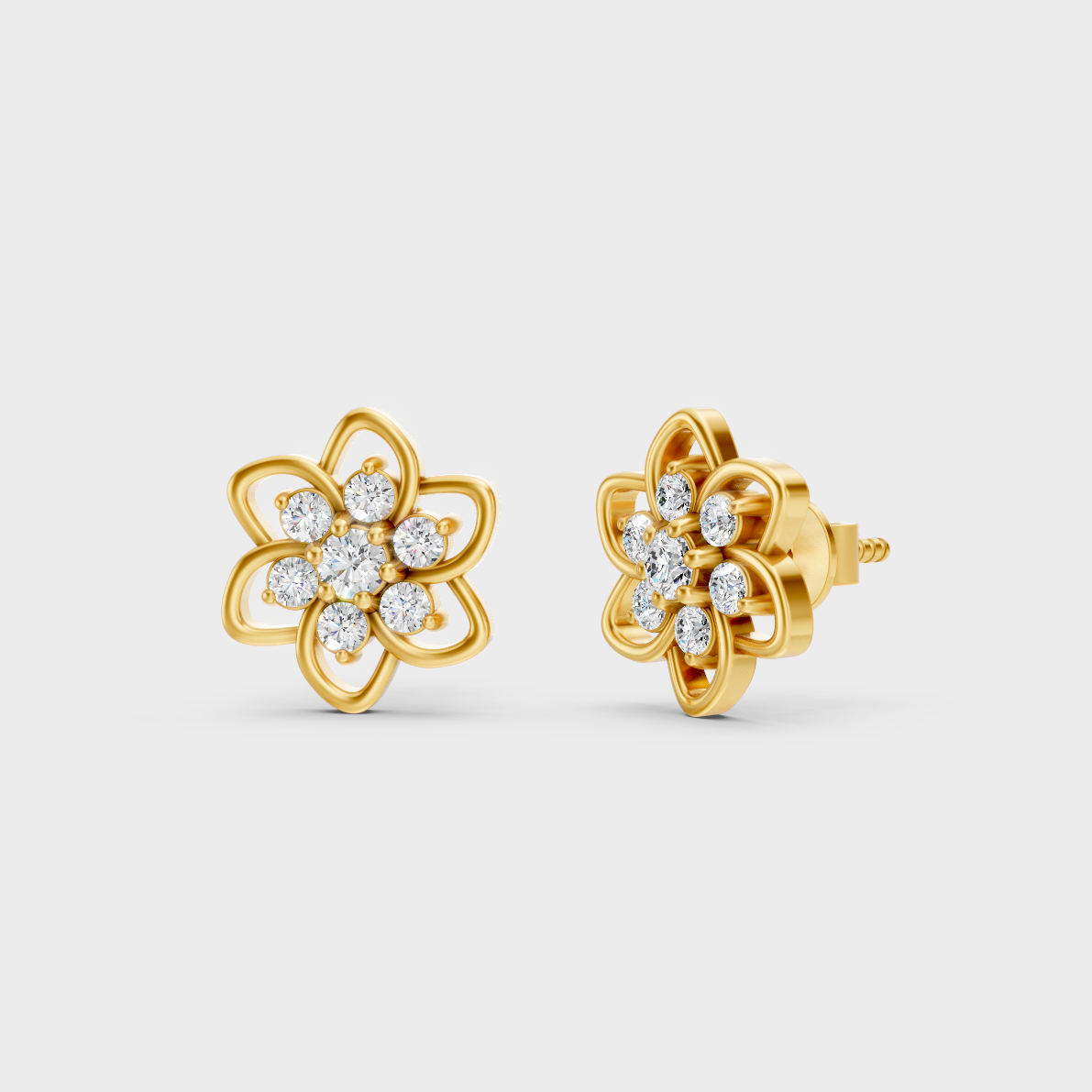 GLI Certified 0.18 Ct TW Round-Cut Lab-Grown Diamond Stud Earrings In 18K Yellow Gold