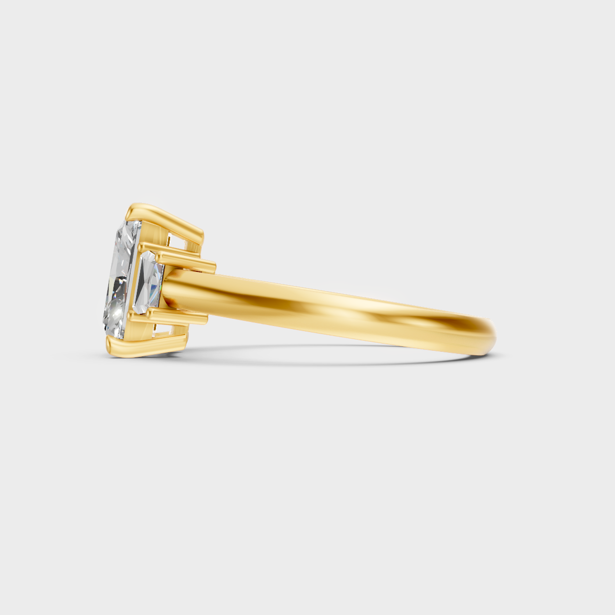  Gold Step-Cut Lab-Grown Diamond Ring For Sophisticated Ethical Luxury