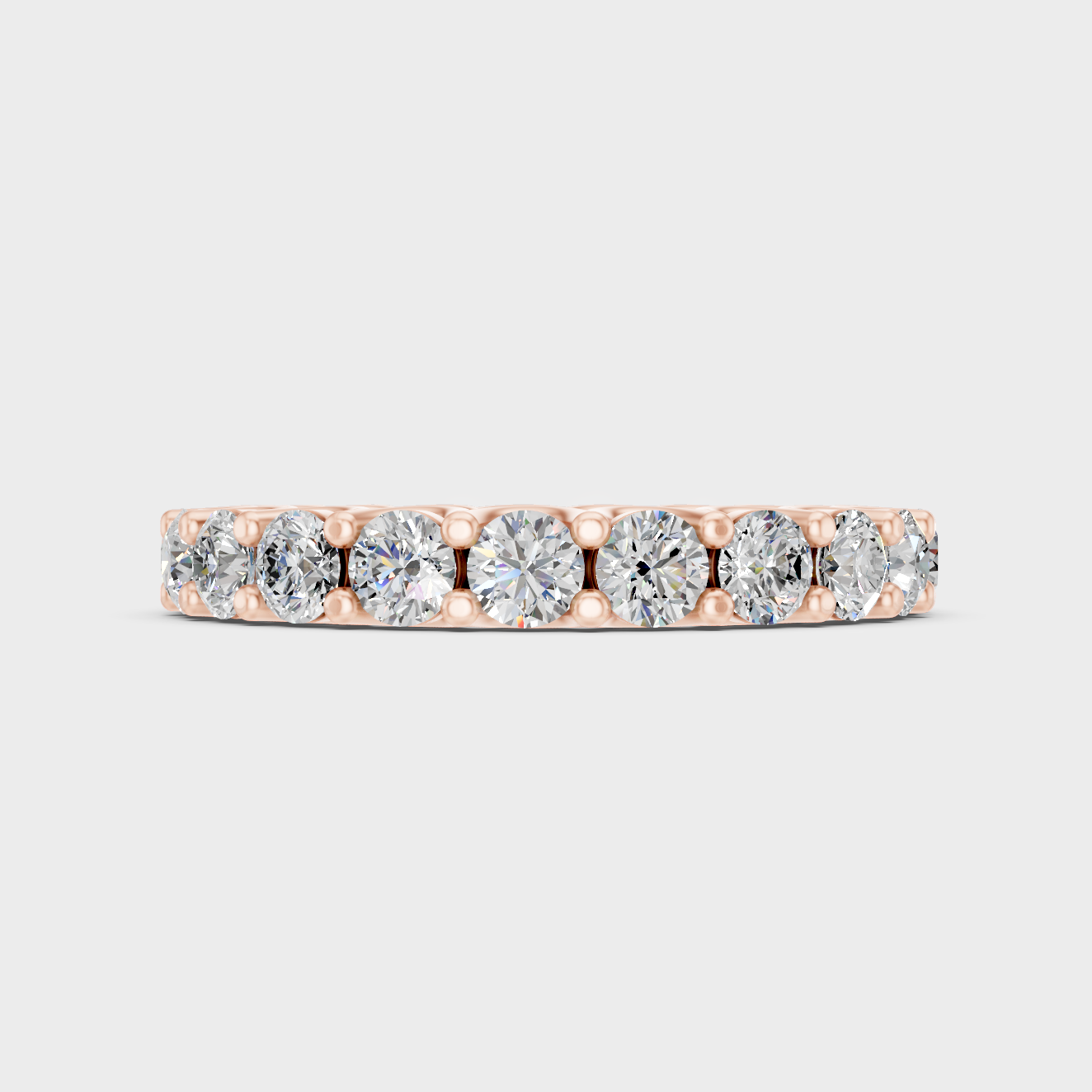 Round Cut Lab Diamond Eternity Ring In Rose Gold Elegant Design