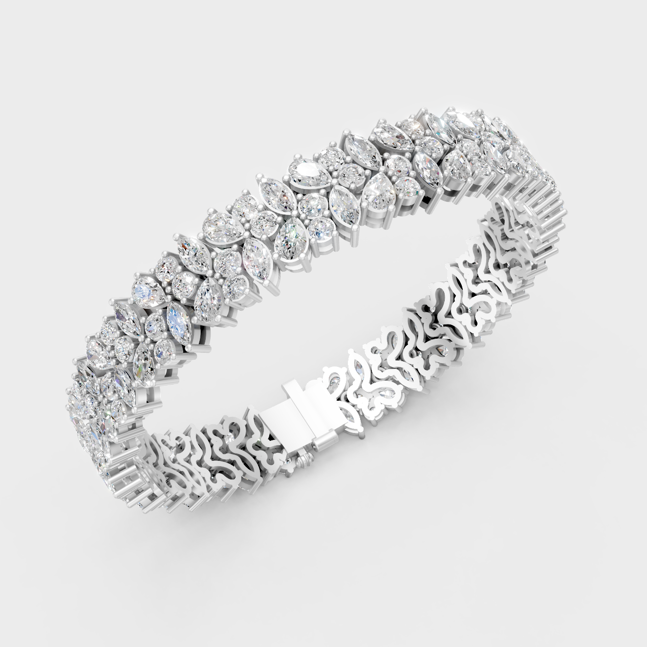 Elegant Lab-Grown Diamond Bracelet Multi Shape White Gold