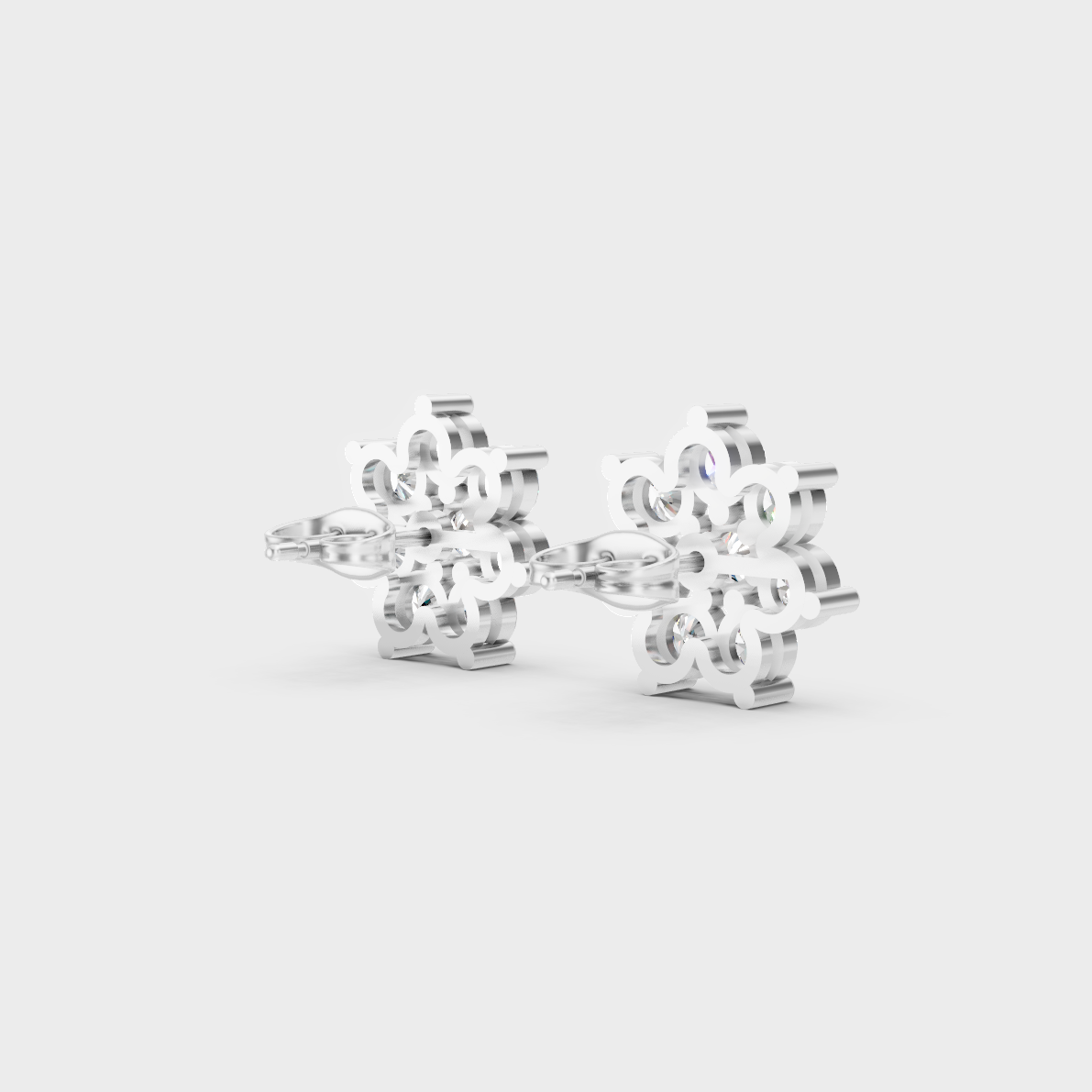 Hallmarked 14K White Gold Stud Earrings With 2.64 Carat Total Weight Lab Diamonds