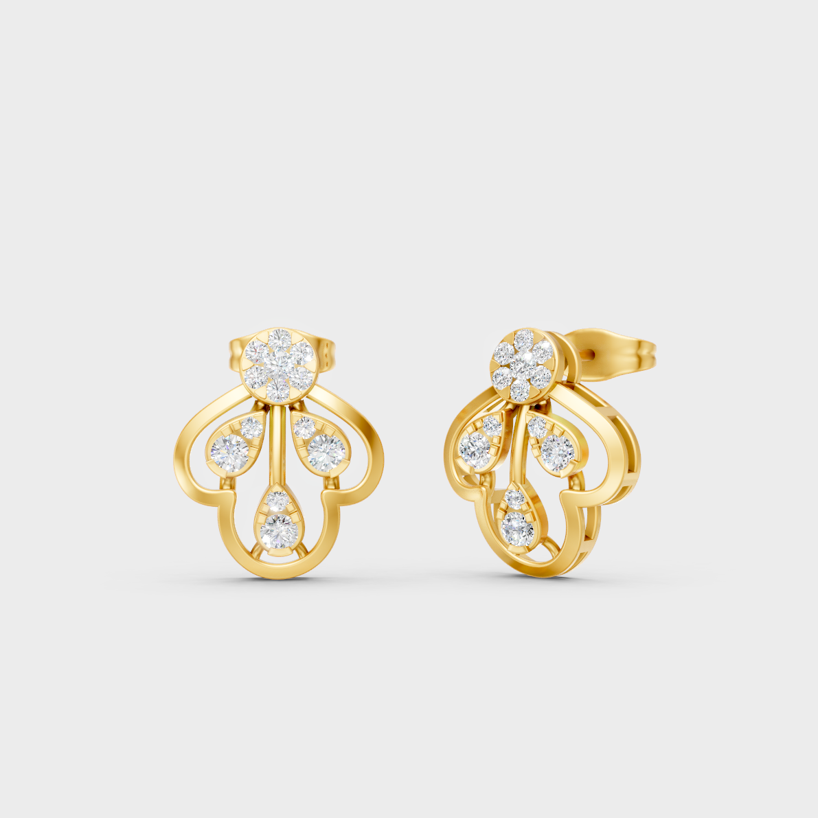 GLI Certified 0.56 Ct TW Round-Cut Lab-Grown Diamond Stud Earrings In 18K Yellow Gold