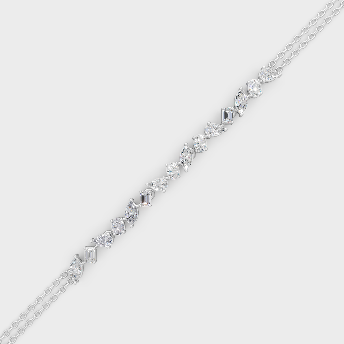 Luxury Multi Shape Diamond Bracelet Platinum Jewelry